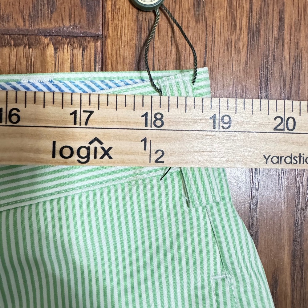 Donald Ross Mens Golf Shorts 38 Key Lime Green White‎ Seersucker Stripe DR0638 - Picture 2 of 8